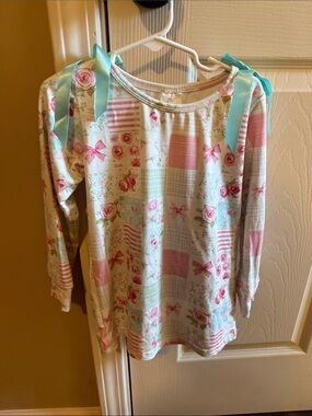 Long Sleeve Patchwork Bow Shirt